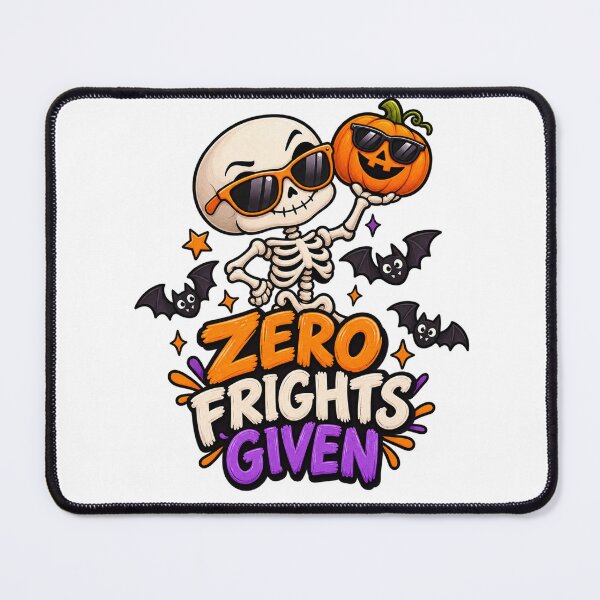 Item preview, Zero Frights Given Halloween Skeleton | Funny Spooky Pumpkin & Bat Design designed and sold by Pixanova.