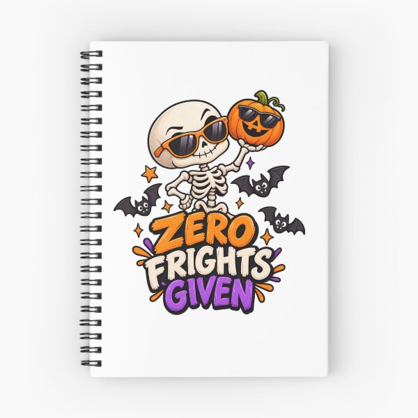 Item preview, Zero Frights Given Halloween Skeleton | Funny Spooky Pumpkin & Bat Design designed and sold by Pixanova.