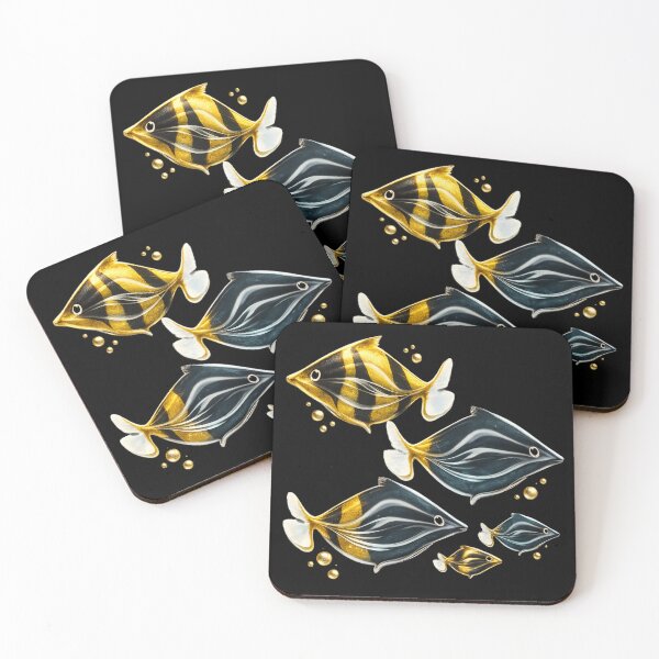 Item preview, Golden Exotic Fish Art – Luxury Deep Sea Illustration designed and sold by NB-Artmagic.