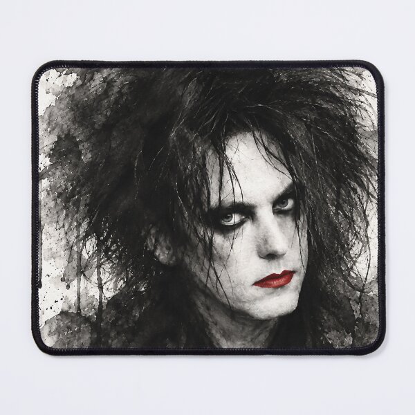 Item preview, Robert Smith Red Lips Portrait – Black and White Gothic Watercolour Art designed and sold by ConorKeeganArt.