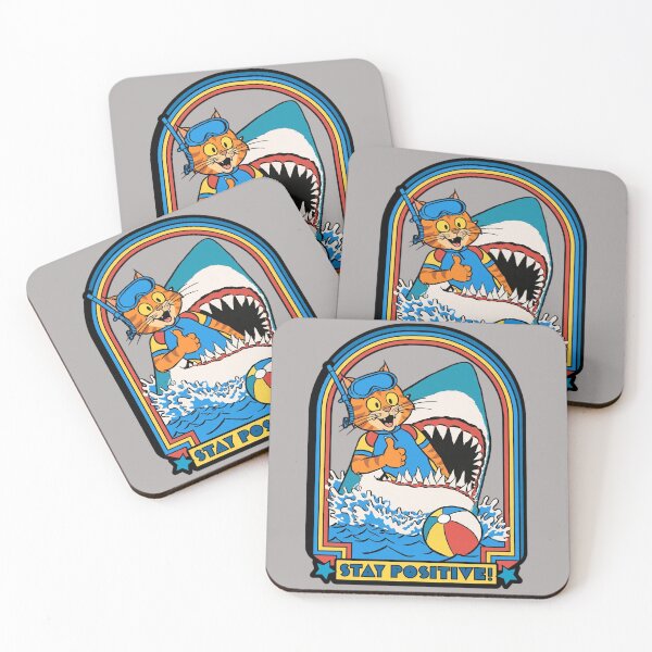 Item preview, Funny Cat Stay Positive Retro Sticker - Cute Motivational Cat Shark Meme designed and sold by Ibrahimhema5.