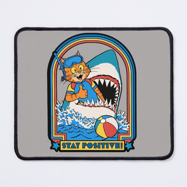 Item preview, Funny Cat Stay Positive Retro Sticker - Cute Motivational Cat Shark Meme designed and sold by Ibrahimhema5.