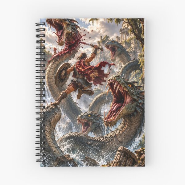 Item preview, Warrior Fighting Hydra – Epic Mythological Monster Battle Fantasy Artwork designed and sold by DrakariArt.