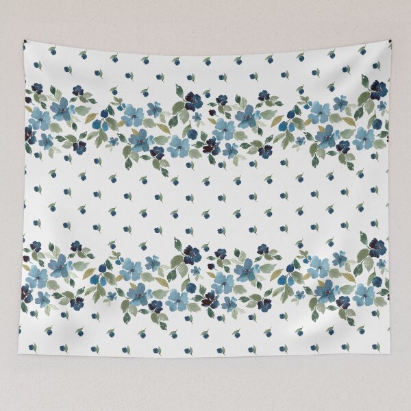 Item preview, Elegant Indigo and Blue Floral Border Seamless Pattern - Botanical Home Decor designed and sold by Orly Fuchs Galchen.