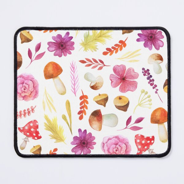 Item preview, Cute Watercolor Wild Mushroom Pink Flower Acorn Cottagecore designed and sold by FestivityFinds.