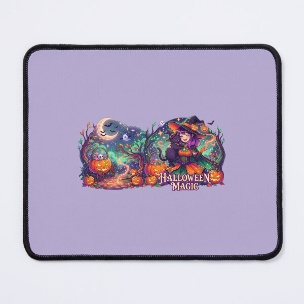 Item preview, Anime Witch Girl and Black Cat Halloween Magic designed and sold by FootprintofLove.