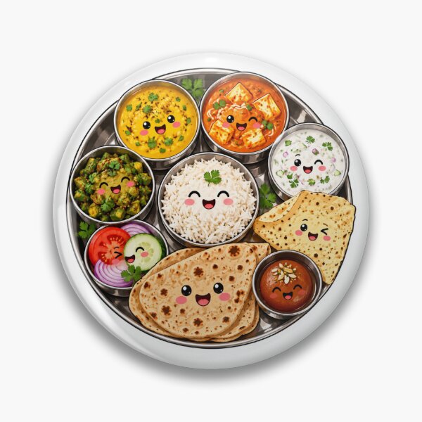 Item preview, Kawaii Indian Thali Sticker, Cute Indian Food Platter Die-Cut Vinyl Decal designed and sold by PriyankaSonara.