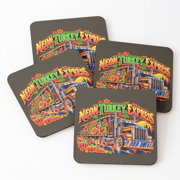 Item preview, Neon Turkey Express Thanksgiving Trucker designed and sold by NomadForge.