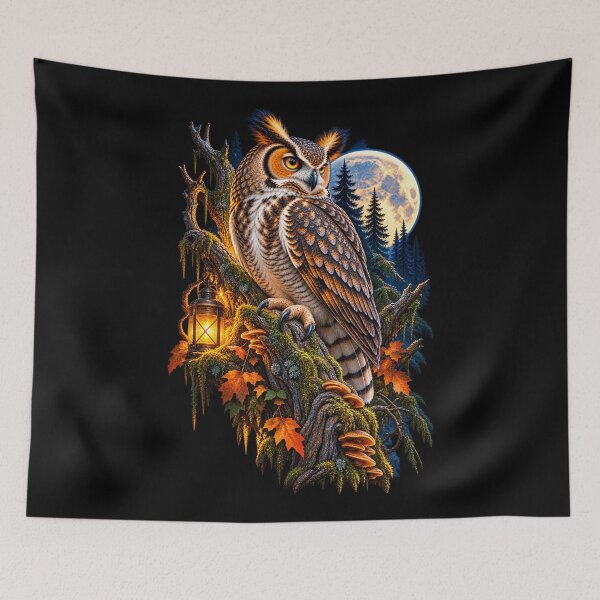 Item preview, Owl in Mystical Nighttime Forest Moonlit Woodland Wildlife Design designed and sold by RockitBaby.