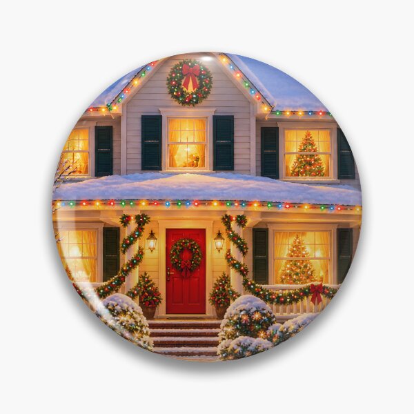 Item preview, Cozy Snowy Christmas House Holiday Cottage designed and sold by Sybille-Yates.