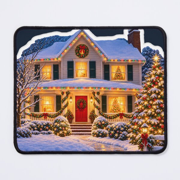 Item preview, Cozy Snowy Christmas House Holiday Cottage designed and sold by Sybille-Yates.