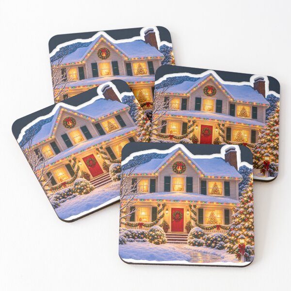 Item preview, Cozy Snowy Christmas House Holiday Cottage designed and sold by Sybille-Yates.