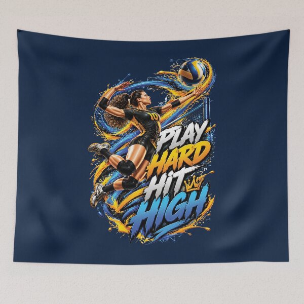 Item preview, Play Hard Hit High Volleyball Motivation Design designed and sold by M. Mamdouh Artworks.