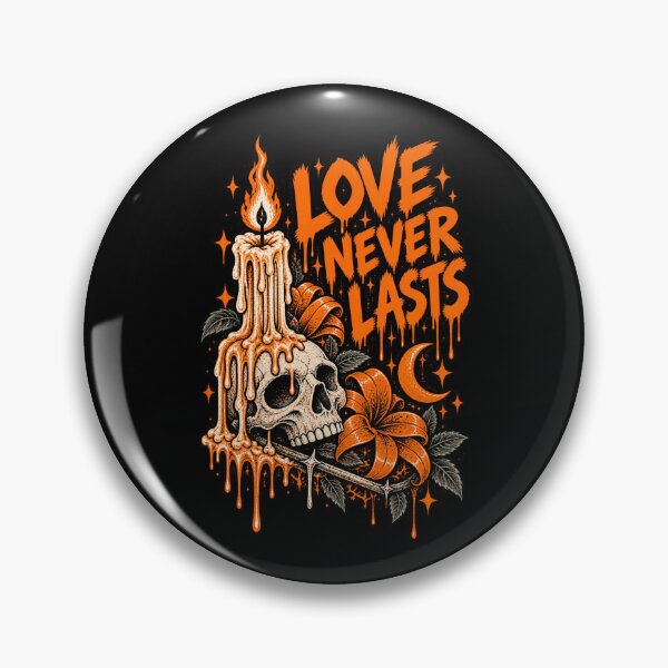 Item preview, Love Never Lasts – Orange Gothic Skull & Candle Design designed and sold by MetaModel Editions.