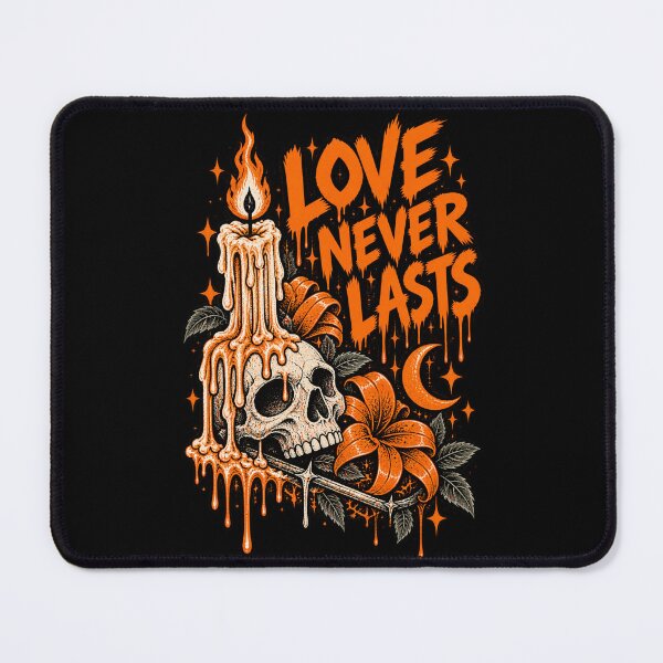 Item preview, Love Never Lasts – Orange Gothic Skull & Candle Design designed and sold by MetaModel Editions.