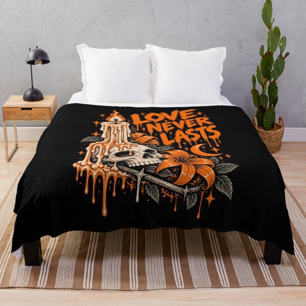 Item preview, Love Never Lasts – Orange Gothic Skull & Candle Design designed and sold by MetaModel Editions.
