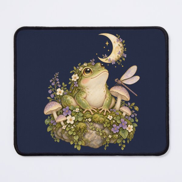 Item preview, Cottagecore Frog Whimsical Moon Mushroom Fairy Art designed and sold by AmiGraph.