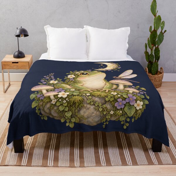 Item preview, Cottagecore Frog Whimsical Moon Mushroom Fairy Art designed and sold by AmiGraph.