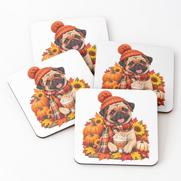 Item preview, Cute Cozy Fall Pug Dog designed and sold by ShopFanCreation.