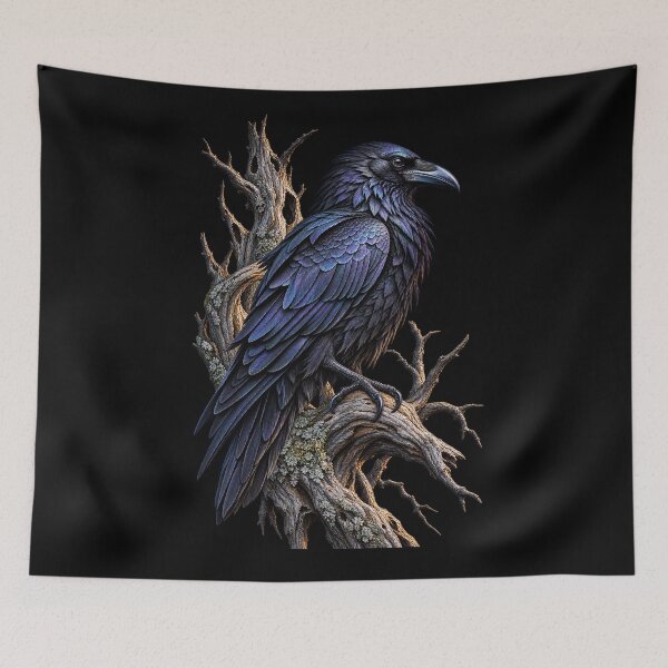 Item preview, Raven Perched on Dead Tree-Black Bird Gothic Wildlife Nature Design designed and sold by RockitBaby.