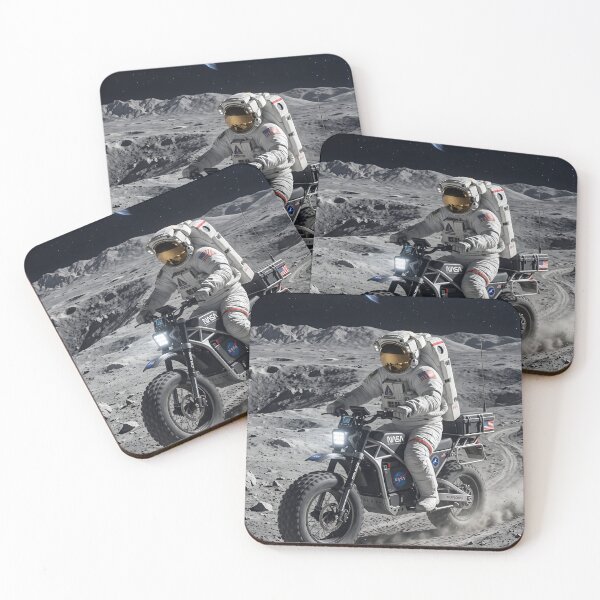Item preview, NASA astronaut riding motorcycle on the moon designed and sold by WiseBow.