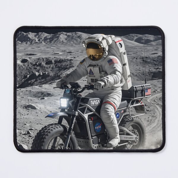 Item preview, NASA astronaut riding motorcycle on the moon designed and sold by WiseBow.