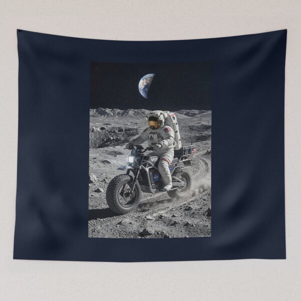 Item preview, NASA astronaut riding motorcycle on the moon designed and sold by WiseBow.