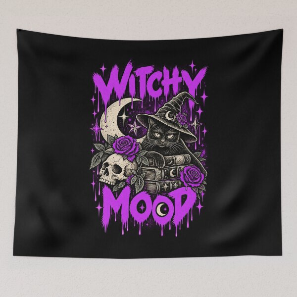 Item preview, Witchy Mood – Gothic Black Cat Witch Design designed and sold by MetaModel Editions.