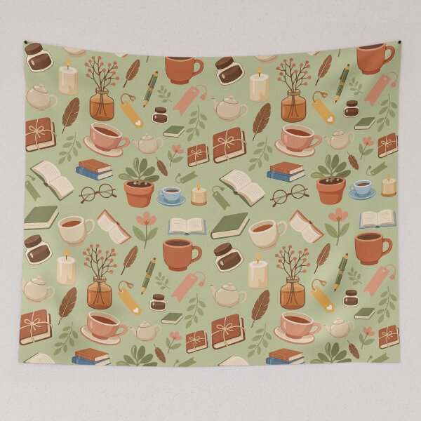 Item preview, Cozy Reading Tea Books Pattern  designed and sold by stylishdzign.