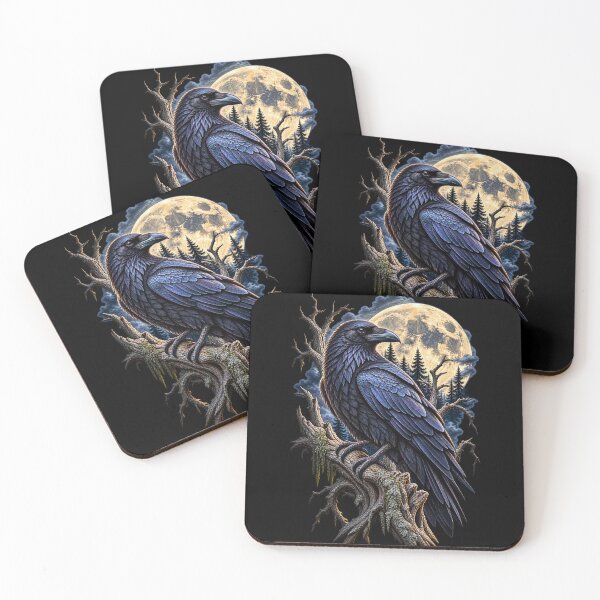 Item preview, Raven Beneath Full Moon-Gothic Bird Celestial Night Wildlife Design designed and sold by RockitBaby.