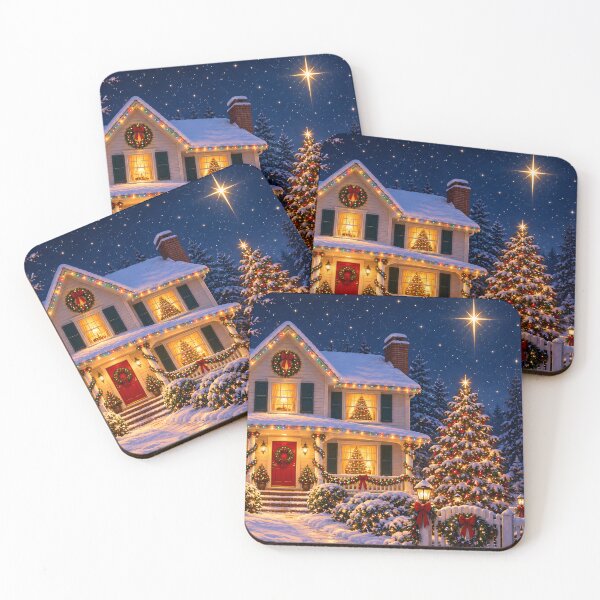 Item preview, Starry Night Christmas House Winter Cottage designed and sold by Sybille-Yates.