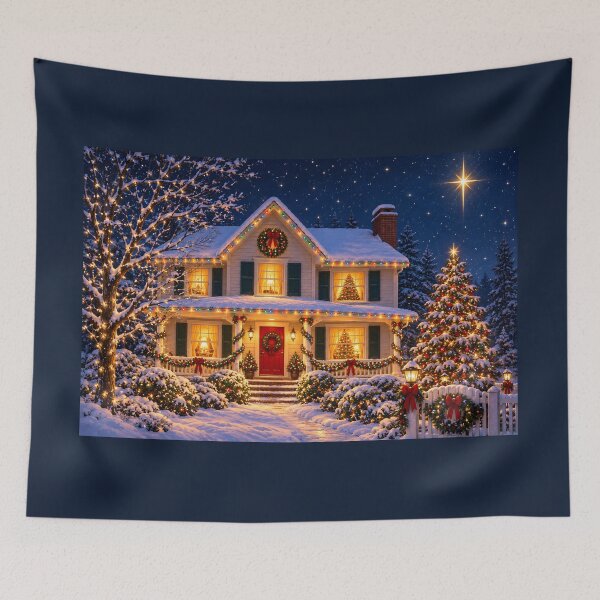 Item preview, Starry Night Christmas House Winter Cottage designed and sold by Sybille-Yates.