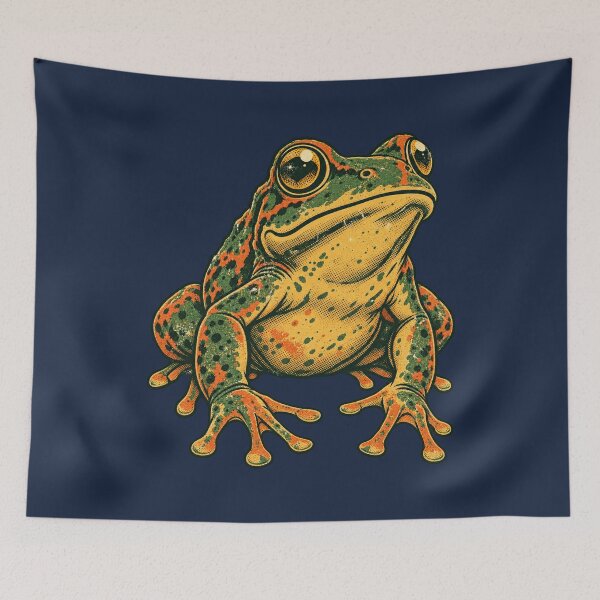 Item preview, Vintage Frog Portrait 90s Distressed Halftone Art designed and sold by AmiGraph.