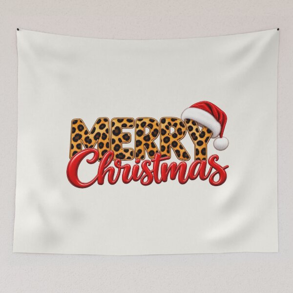 Item preview, Leopard Christmas partial Typography with Santa Hat PNG designed and sold by annenambiro.
