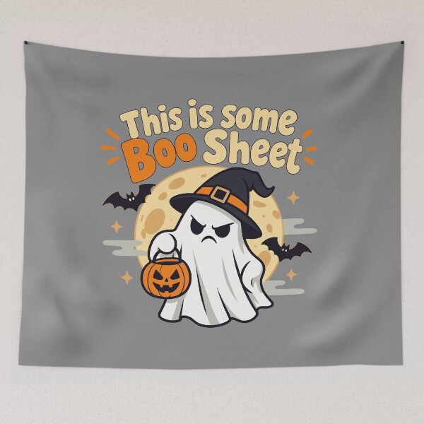 Item preview, Upset Ghost Boo Sheet Halloween Witch-Hat Jack-O-Lantern designed and sold by ALCOSHIRTS OFFICIAL.