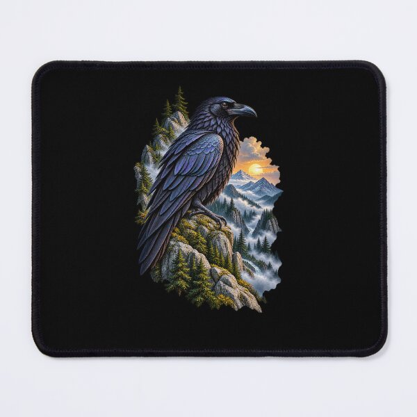 Item preview, Raven Surrounded by Misty Mountains Mountain Bird Wildlife Nature Design designed and sold by RockitBaby.