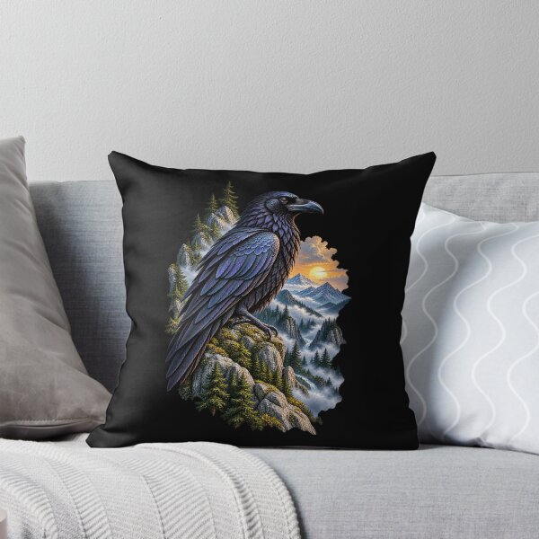 Item preview, Raven Surrounded by Misty Mountains Mountain Bird Wildlife Nature Design designed and sold by RockitBaby.