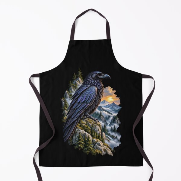 Item preview, Raven Surrounded by Misty Mountains Mountain Bird Wildlife Nature Design designed and sold by RockitBaby.
