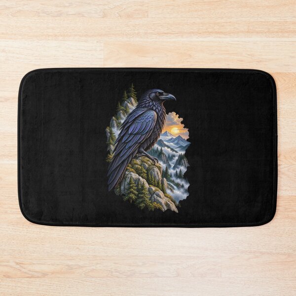 Item preview, Raven Surrounded by Misty Mountains Mountain Bird Wildlife Nature Design designed and sold by RockitBaby.