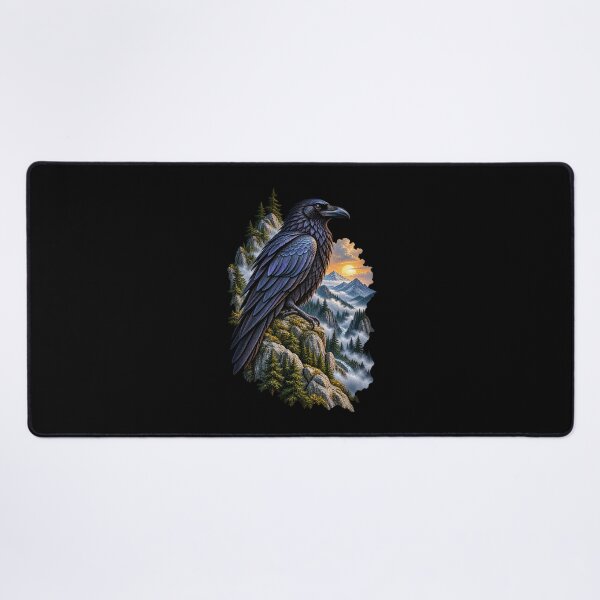 Item preview, Raven Surrounded by Misty Mountains Mountain Bird Wildlife Nature Design designed and sold by RockitBaby.