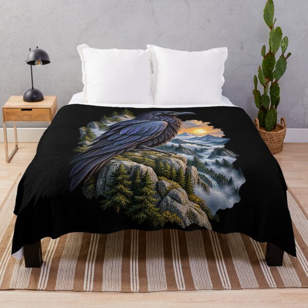 Item preview, Raven Surrounded by Misty Mountains Mountain Bird Wildlife Nature Design designed and sold by RockitBaby.