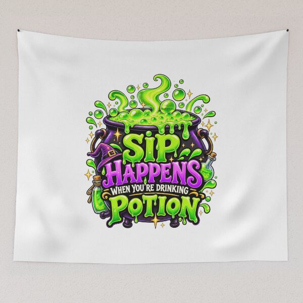 Item preview, Sip Happens When You're Drinking Potion Funny Halloween Witch Cauldron Design designed and sold by MotiveStuff.