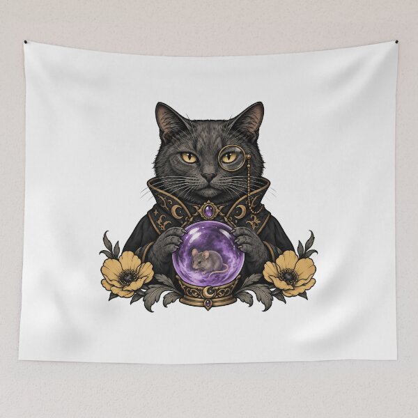 Item preview, Fortune Teller Black Cat Crystal Ball Halloween designed and sold by Old's Cool Cat Studio.
