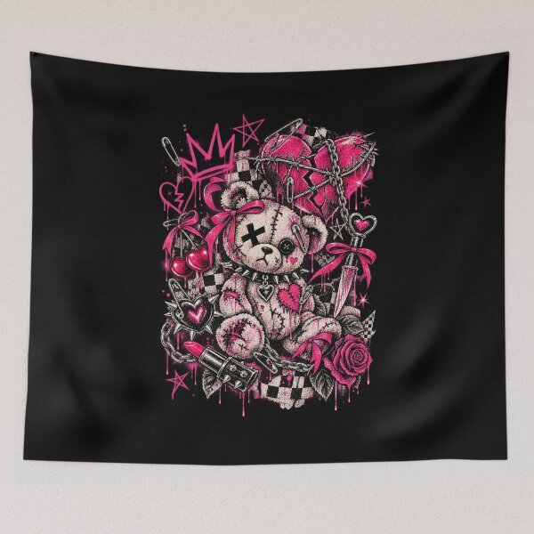 Item preview, Pink Grunge Teddy Bear – Punk Cute Alternative Design designed and sold by MetaModel Editions.