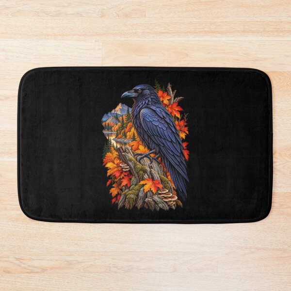 Item preview, Raven in Autumn Forest Fall Leaves-Black Bird Wildlife Nature Design designed and sold by RockitBaby.