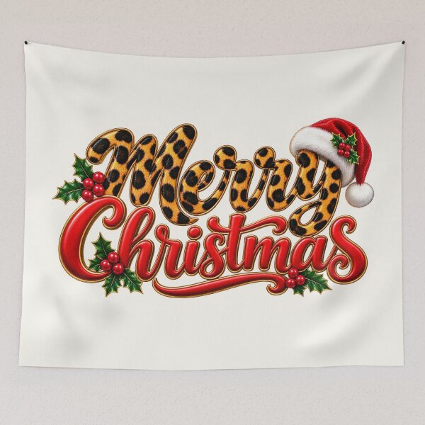 Item preview, Merry Christmas Red Leopard Lettering PNG designed and sold by annenambiro.