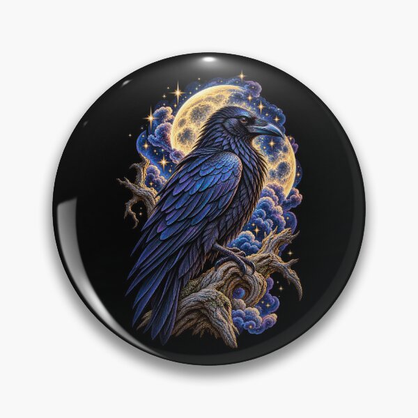 Item preview, Raven with Moon and Stars-Celestial Gothic Bird Night Nature Design designed and sold by RockitBaby.