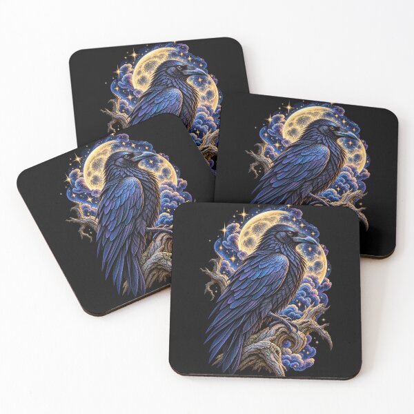 Item preview, Raven with Moon and Stars-Celestial Gothic Bird Night Nature Design designed and sold by RockitBaby.