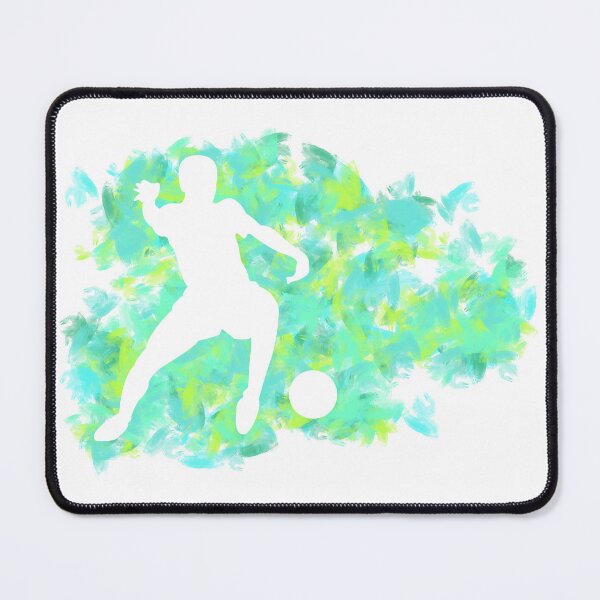 Item preview, Football players in action – Abstract sports art in turquoise and green designed and sold by Nicole Bleck.