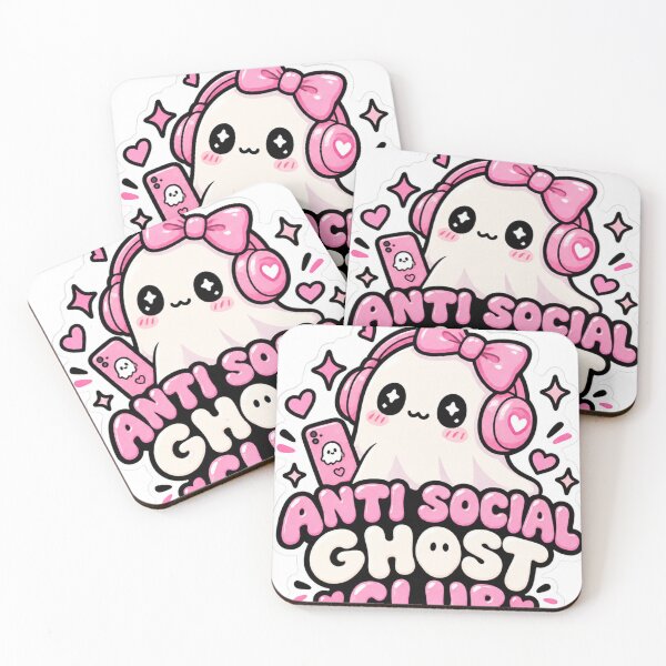 Item preview, Anti Social Ghost Club Cute Pink Ghost designed and sold by Artistprinter.